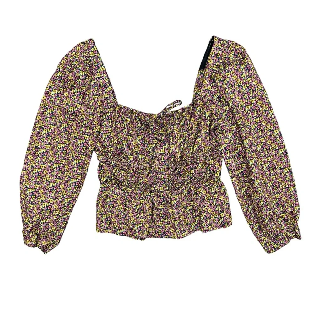 J. Crew Cinched-Waist Organic Cotton Top Liberty Fabric Busy Izzy Floral 12